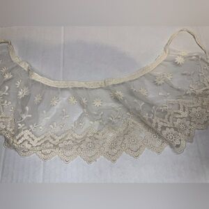 Antique Victorian Embroidered net flounce‎